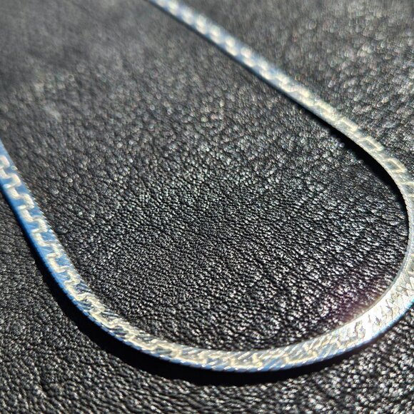 Reversible Serpentine Link Italian Sterling Silver Necklace - Picture 6 of 7